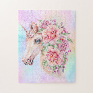 Quebra-cabeça Molho Pastel Unicorn com Rosas