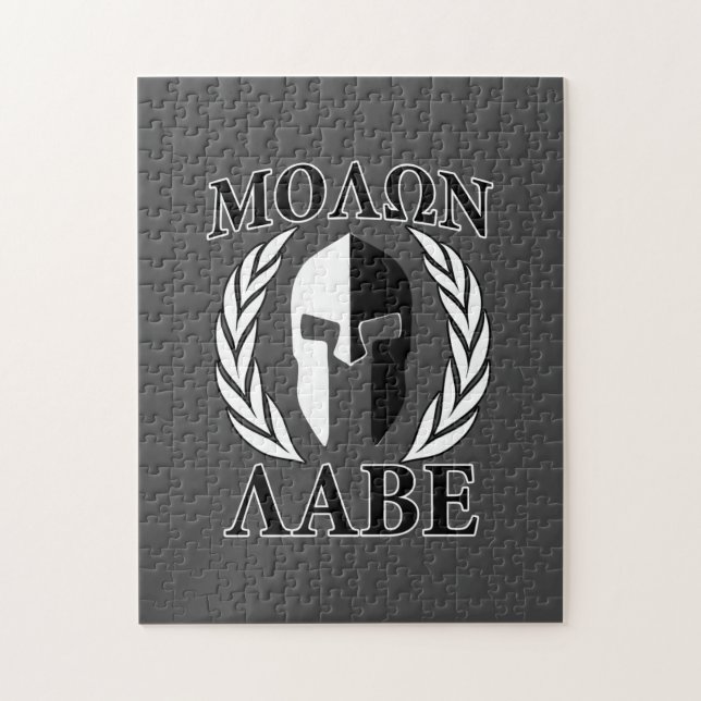 Quebra-cabeça Molon Labe Spartan Mask Laurels Black & White (Vertical)