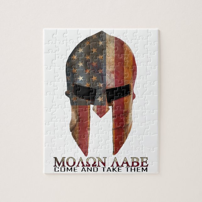 Quebra-cabeça Molon Labe - vindo e toma-lhes os EUA espartanos (Vertical)