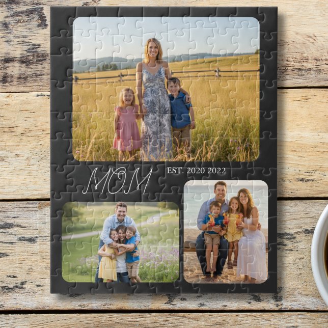 Quebra-cabeça Mom Established Modern Script Black 3 Photo (Criador carregado)