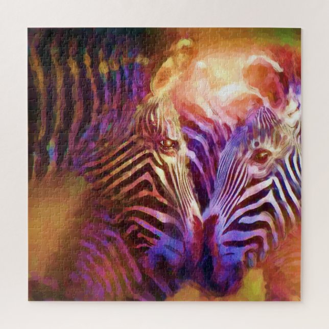 Quebra-cabeça Momento tenro zebra pastel arte contemporânea anim (Vertical)