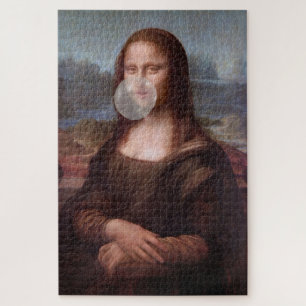 Quebra-cabeça Mona Lisa a soprar o chiclete da cinza