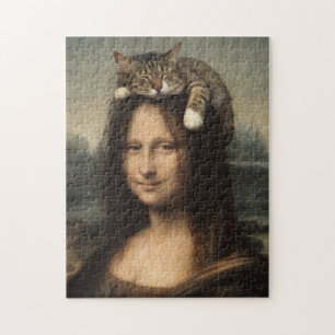 Quebra-cabeça Mona Lisa Com Gato Adormecido