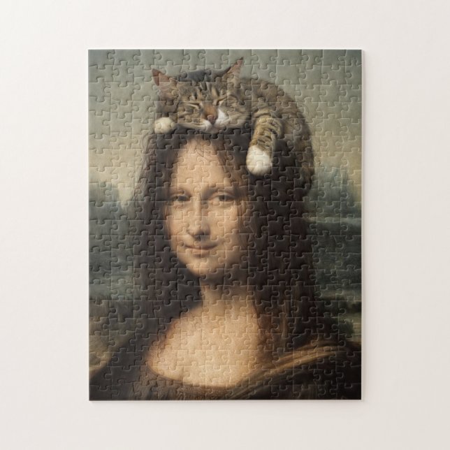Quebra-cabeça Mona Lisa Com Gato Adormecido (Vertical)