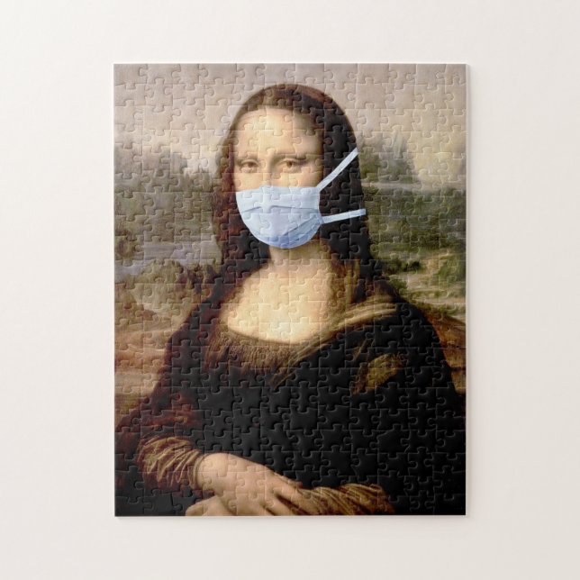 Quebra-cabeça Mona Lisa Com Máscara Facial - Temporada Divertida (Vertical)