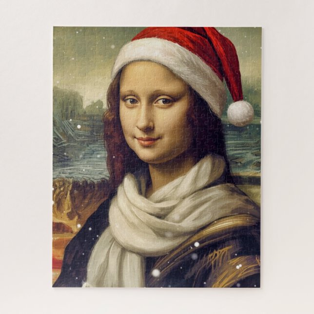 Quebra-cabeça Mona Lisa  in Santa  hat - festive vibes (Vertical)