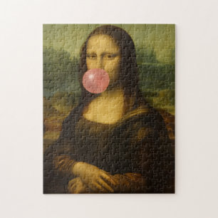 Quebra-cabeça Mona Lisa Piscando Goma-Bolha Rosa