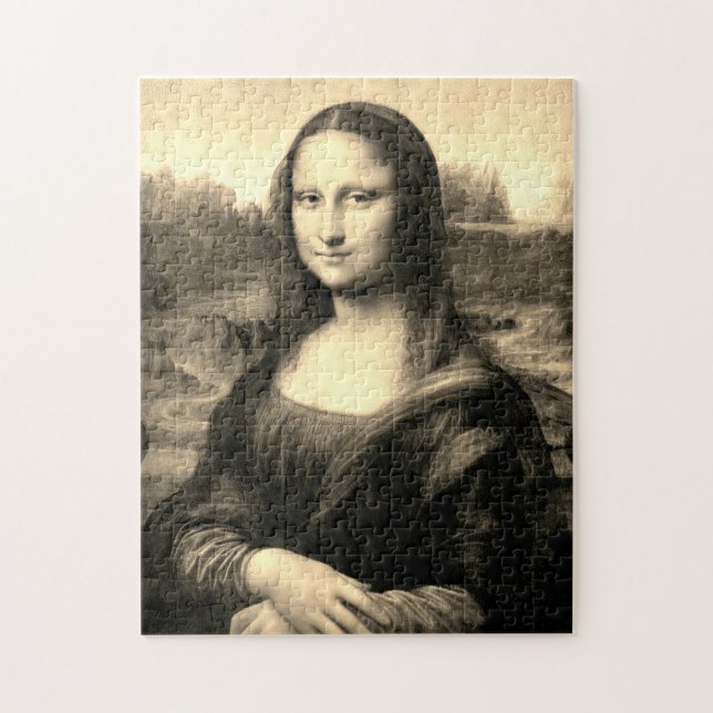 Quebra-cabeça Mona Lisa Portrait | Sepia Brown (Vertical)