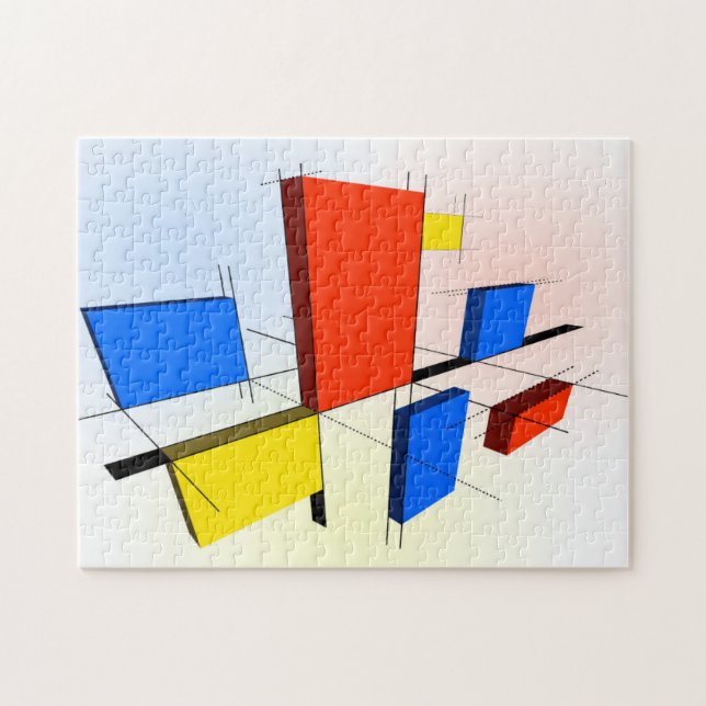 Quebra-cabeça Mondrian inspirou 3D (Horizontal)