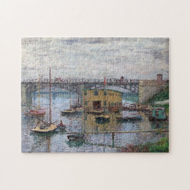 Quebra-cabeça Monet Bridge Argenteuil Cinza Day Fine Art (Horizontal)