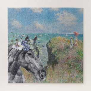 Quebra-cabeça Monet Cliff Walk & Black Horse Compilation