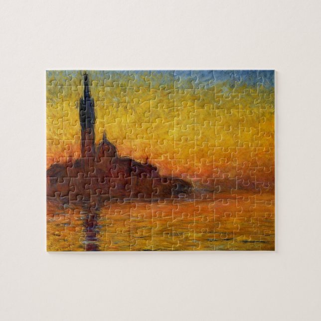 Quebra-cabeça Monet Sunset em Veneza Impressionista Pintura (Horizontal)