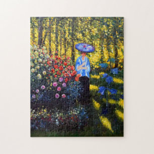 Quebra-cabeça Monet Woman com Parasol no Jardim