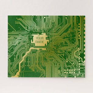 Quebra-cabeça Monogram Circuit Motherboard Electronics Chip Tech