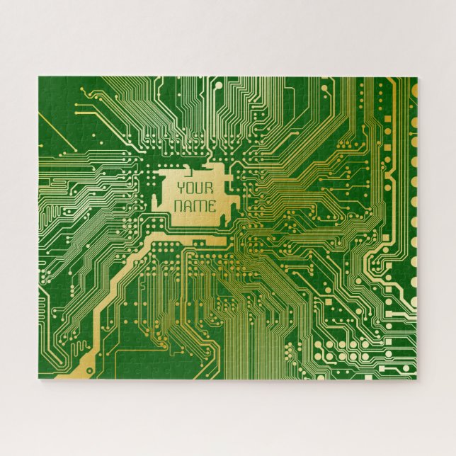 Quebra-cabeça Monogram Circuit Motherboard Electronics Chip Tech (Horizontal)