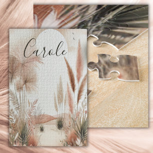 Quebra-cabeça Monograma Bonito em erva rosa-pampas  