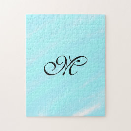 Quebra-cabeça Monograma com cor aquosa verde azul com letra de a