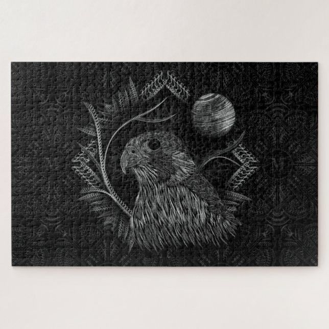 Quebra-cabeça Monograma de lua cheia de falcão (Horizontal)
