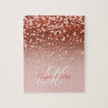 Monograma de Mama Leve de Cobre Blush Confetti