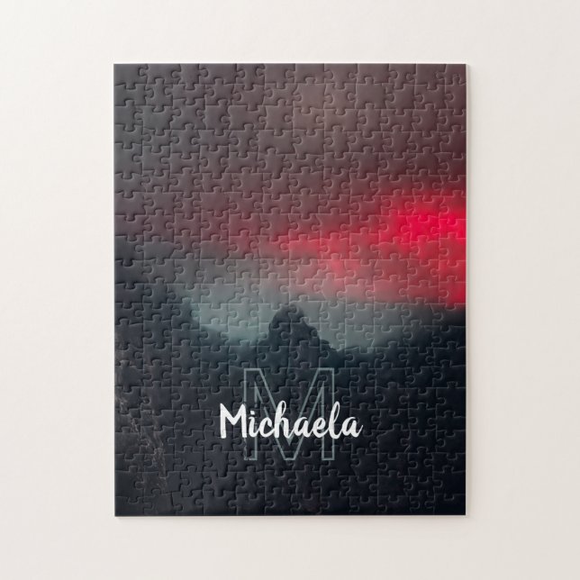 Quebra-cabeça Monograma de nuvens, neblina e montanhas (Vertical)