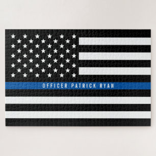 Quebra-cabeça Monograma fino da polícia da bandeira americana d