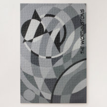 Monograma Geométrico Nome Círculos Pretos e Branco