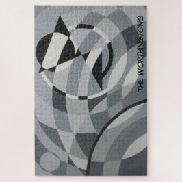 Quebra-cabeça Monograma Geométrico Nome Círculos Pretos e Branco