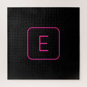Quebra-cabeça Monograma inicial estilizado moderno Rosa e Pret