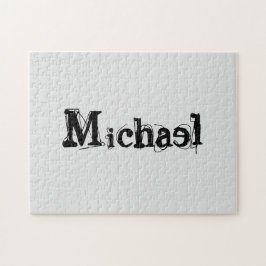 Quebra-cabeça Monograma moderno minimalista, nome cinza negra