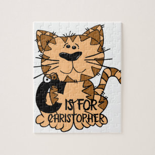 Quebra-cabeça Monograma personalizado C é para gatos gatinhos ga