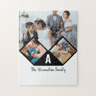Quebra-cabeça Monograma personalizado da família de colagens de