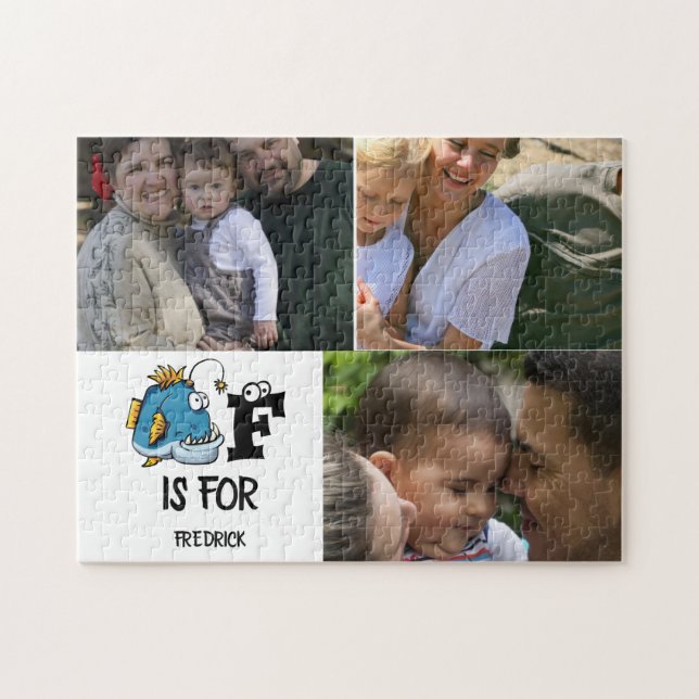 Quebra-cabeça Monograma personalizado F para ilustração de desen (Horizontal)