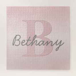 Quebra-cabeça Monograma Rosa Personalizável e Seu Script De Nome