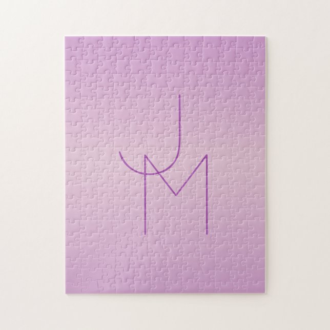 Quebra-cabeça Monograma Sobreposto Único | Rosa Lavanda Suave (Vertical)