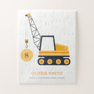 Quebra-cabeça Monogramas de veículos com grua de construção amar