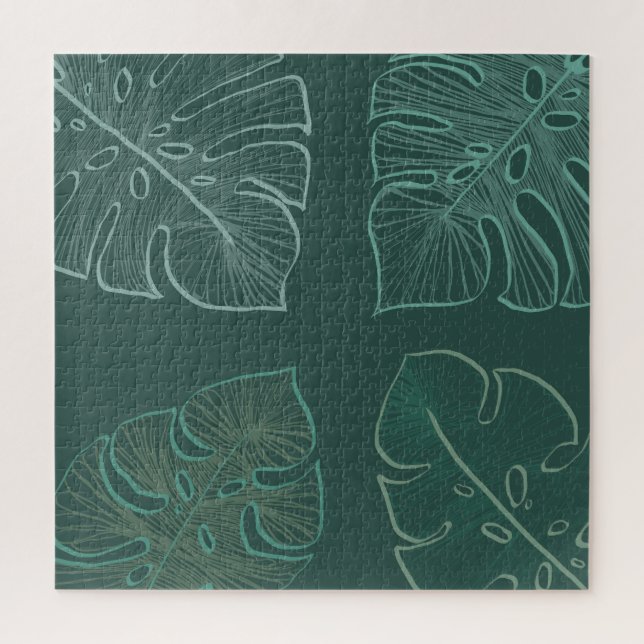 Quebra-cabeça Monstera do travesseiro decorativo (Vertical)