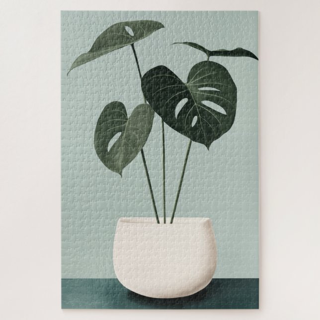 Quebra-cabeça Monstera em um Pote Branco (Vertical)