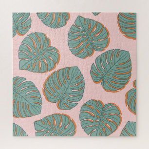 Quebra-cabeça Monstera Leaf: Padrão Vintage Tropical