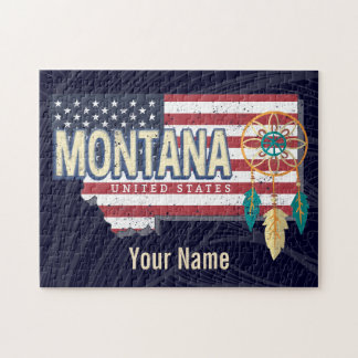 Quebra-cabeça Montana United States Retro State Map Vintage EUA