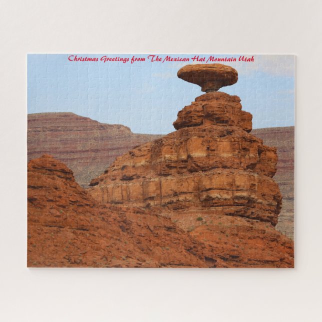 Quebra-cabeça Montanha Mexican Hat Utah. Saudações de Natal (Horizontal)