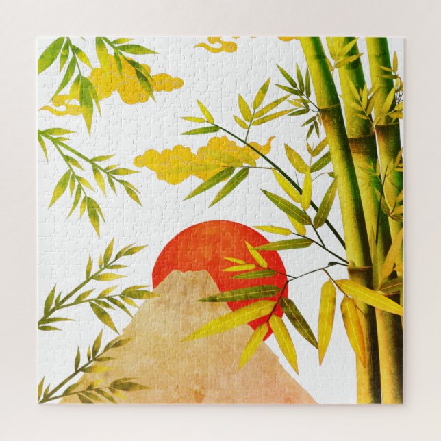 Quebra-cabeça Montanha Oriental Japonesa E Rumor De Bambu (Vertical)