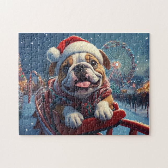 Quebra-cabeça Montanha Russa Bulldog Natal (Horizontal)
