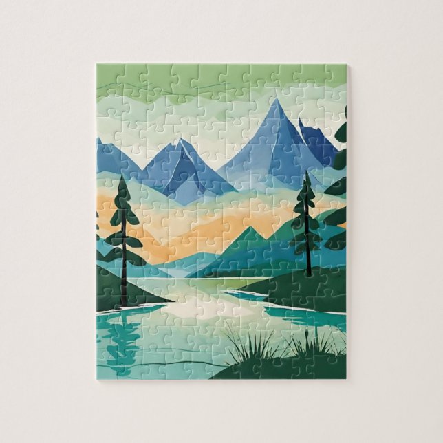 Quebra-cabeça Montanhas Paisagem Paisagem Natureza do Rio Imagem (Vertical)