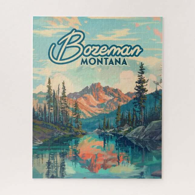 Quebra-cabeça Montanhas Rochosas Bozeman Montana Vintage (Vertical)