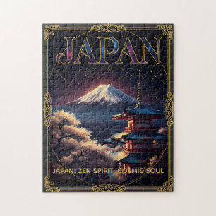 Quebra-cabeça Monte Fuji Celestial Japão Pagode Viagem Arte