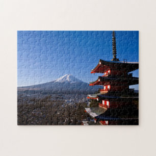 Quebra-cabeça Monte Fuji e pagode vermelho