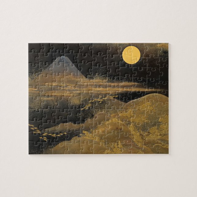 Quebra-cabeça Monte Fuji na Lua - Ouro (Horizontal)