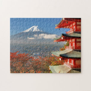 Quebra-cabeça Monte Fuji viu do pagode de trás de Chureito