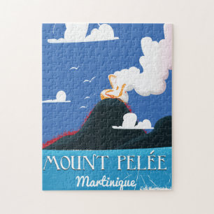 Quebra-cabeça Monte Pelée, poster de Viagens vintage Martinica