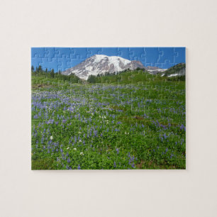 Quebra-cabeça Monte Rainier com Lupinos Roxos